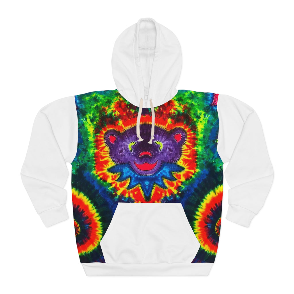 Purple Dancing Bear Hearts Tie-Dye AOP Hoodie | JamminOn