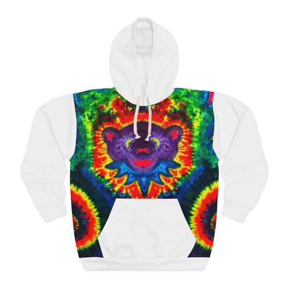 Purple Dancing Bear Hearts Tie-Dye AOP Hoodie | JamminOn