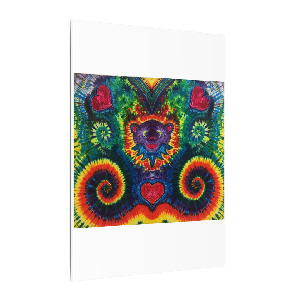 Dancing Bear Rainbow Hearts Tie-Dye Wall Art Canvas Print | JamminOn