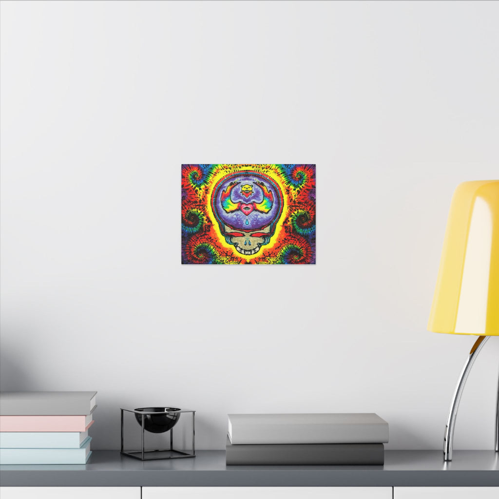 Stealie Skull Bear Heart Tie-Dye Canvas Print | JamminOn