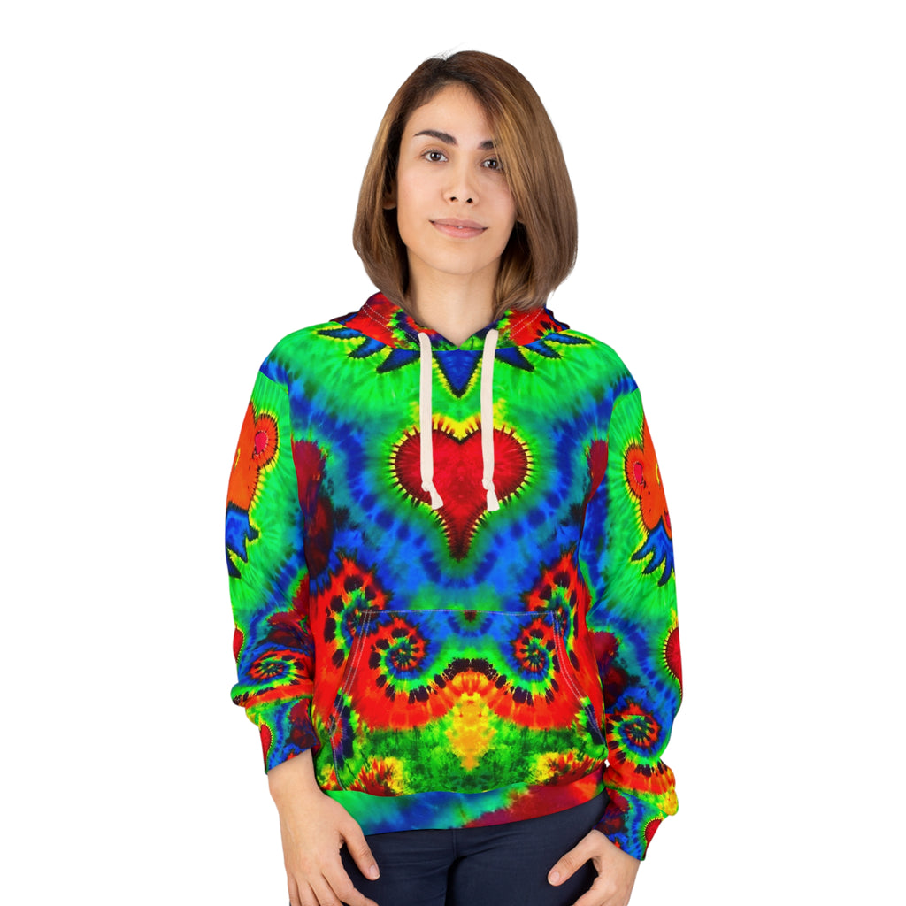 Orange Bear Rainbow Spirals Tie-Dye AOP Hoodie | JamminOn