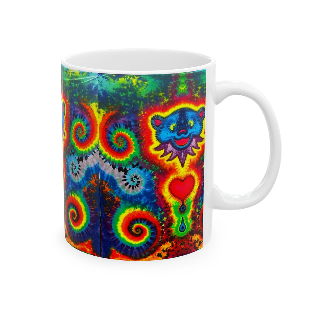 Blue Jammin Bear Heart Tie-Dye Ceramic Mug | JamminOn