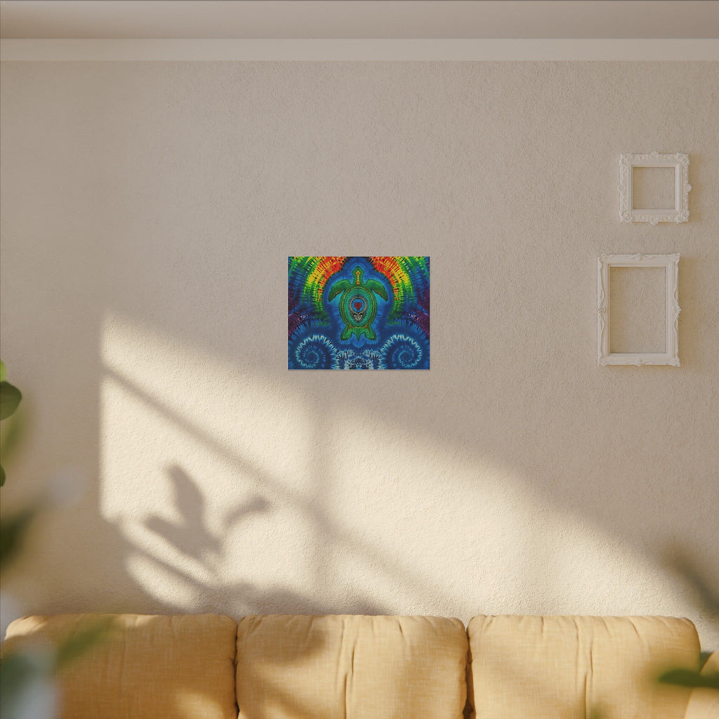 Rainbow Arch Sea Turtle Tie-Dye Canvas Print | JamminOn