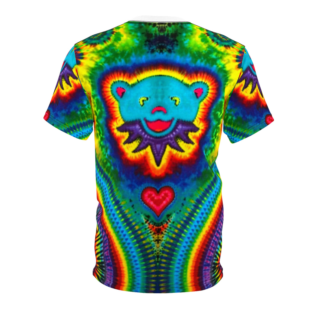 Teal Bear Rainbow Fans Tie-Dye AOP Shirt | JamminOn