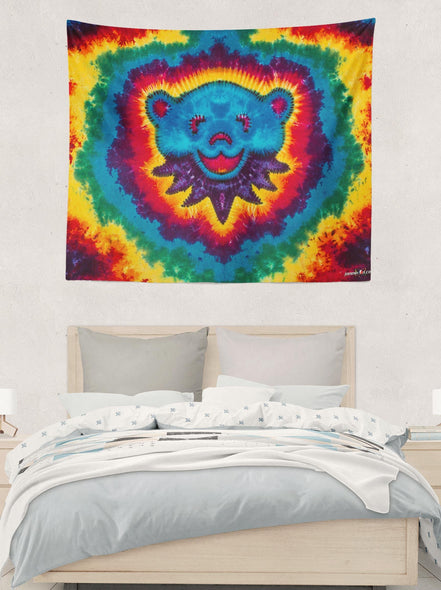 Blue Rainbow Bear Tapestry